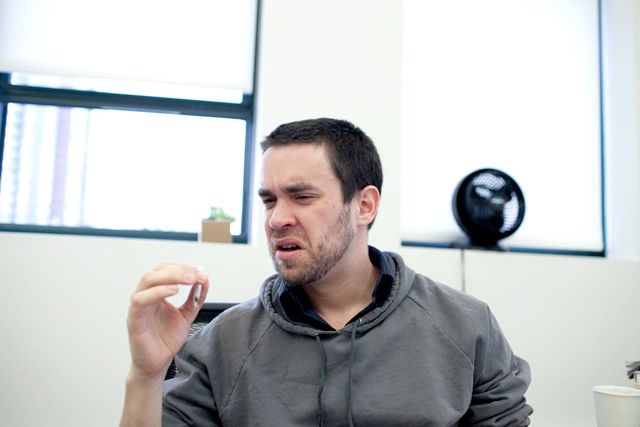 In this file photo, Gothamist staffer Garth Johnston samples synthetic marijuana for journalism.
